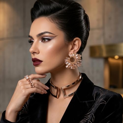 Image of Young & Forever Gift Fashion Jewellery Gold and Silver Plated Cubic Zirconia Diamond Hoop Earrings Sparkling Hypoallergenic Hoops Earrings for Women & Girls