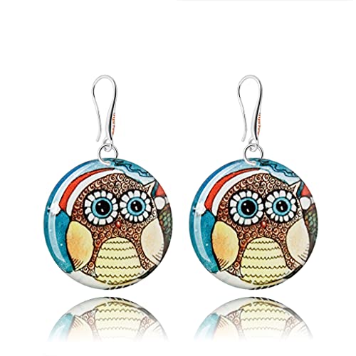 Cute Christmas Collection Dangle Earrings; New Year's Fun Jewelry Gift For Women (Blue And Yellow Owlet) #TOP9