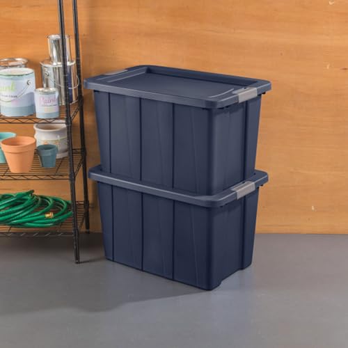 Image of Sterilite 8-Pack Storage Bins with Lids, Heavy Duty Totes, Tuff1, 30 Gallon, Dark Indigo