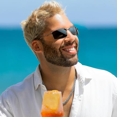 Men's Polarized Sunglasses–Ultra Light Rectangular Metal Frame with Spring Hinge for Driving & Golf3