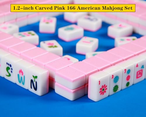 Pink Mahjong Tile Set con 4 soportes y empujadores miniatura 5