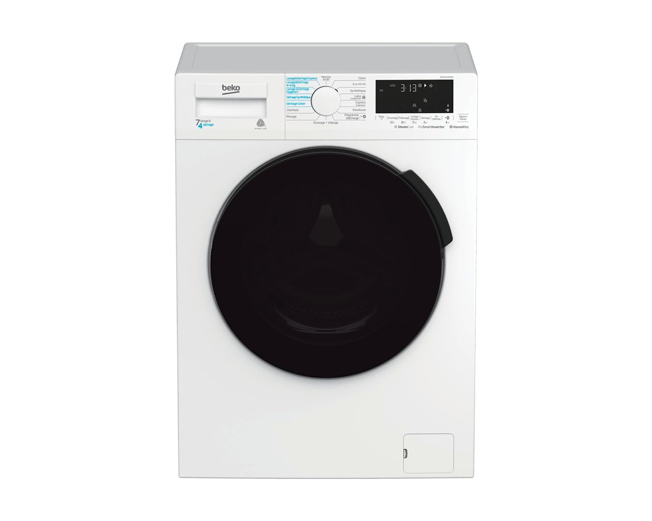 Lave-linge séchant BEKO HTE7614YBST - 7 / 4 kg - Induction - L60cm - 1200 trs/min - Blanc