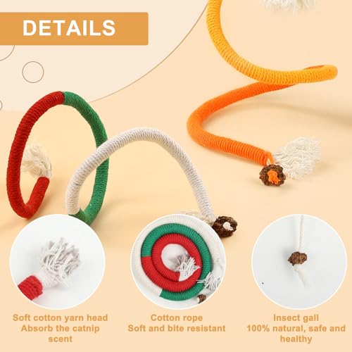2 Stück Katzenminze Spielzeug – Interaktives Katzenspielzeug mit 2 Beißseilen und 4 Catnip Sticks – Fördert Katzen Zahnpflege und Selbstbeschäftigung – Perfekt für aktive Katzen, Katzenminze Stick.
