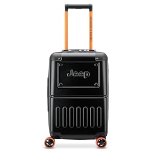 Jeep JH002B Hardside Expandable Luggage with Spinner Wheels, Black, Carry-On 19 Inch