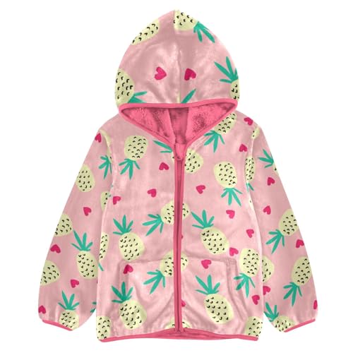 OTVEE Pineapple Seamless Heart Kids Hoodie Jacket Fall Spring Full Zip Warm Outwear Coat - Main Image