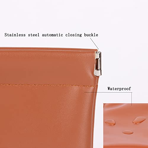 Leznazik Leather Squeeze Coin Purse Pouch Sunglasses Jewelry Headset Cosmetics Change Holder For Men & Women 2 Pcs Set (Brown) #TOP3