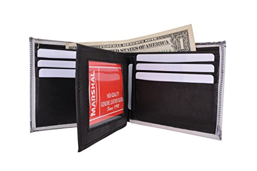 MARSHAL Genuine Leather Men's Bifold Multi Card ID Center Flap 100 Dollar Bill Wallet2