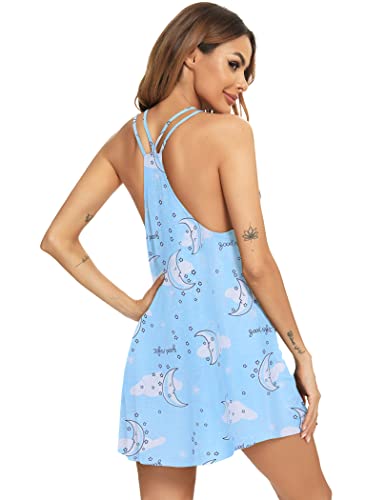 Roojaa Womens Sexy Chemise Sleeveless Nightgown Loose Slip Sleepshirt V Neck Nightie #TOP5
