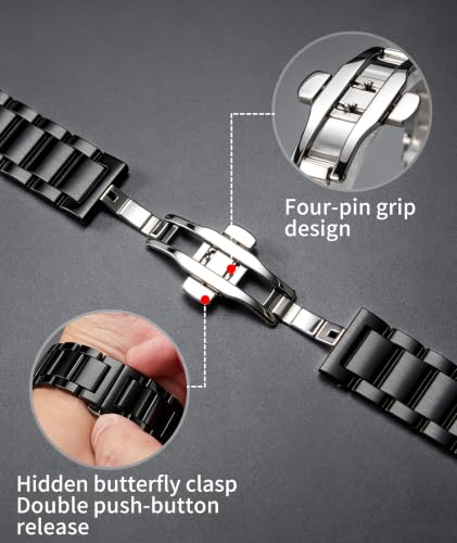 Image of BINLUN Thick Stainless Steel Watch Band Metal Heavy Polished Matte Brushed Finish Watch Strap Replacement for Men Women 16mm /18mm /20mm /21mm /22mm /23mm /24mm /26mm