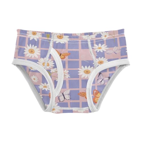 Wusikd Checkered Butterflies Boys' Underwear Cotton Daisies Boys Briefs Soft Toddler Underwear 2T