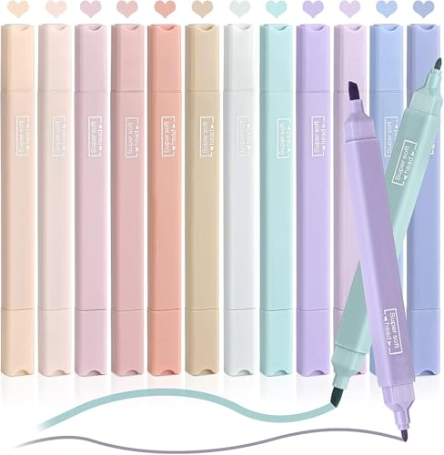 BUZON Aesthetic Cute Highlighters, Bible Pastel markers and Pens, No-Bleed School Supplies and Office Journal DIY Home (Two Side Highlighters Pen) birthday return gifts for kids