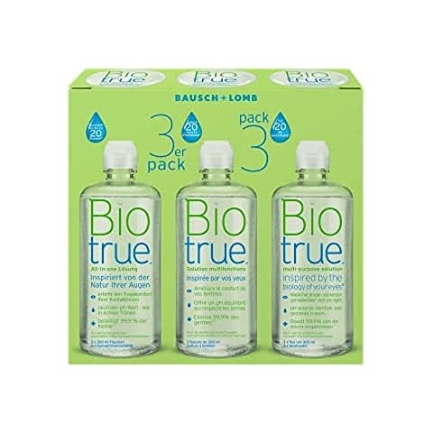 Bausch + Lomb Biotrue All-in-One Kontaktlinsenreiniger und Aufbewahrungslösung mit Klickverschluss für weiche Kontaktlinsen, 3 x 300 ml Cover