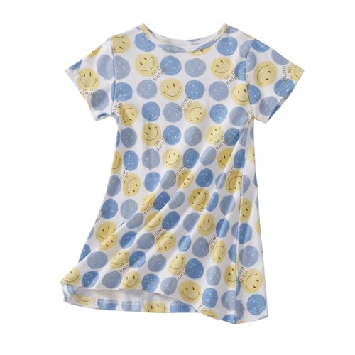 Girls Nightgowns Short Sleeve Cotton Princess Nightdress Sleep Shirts Pajamas