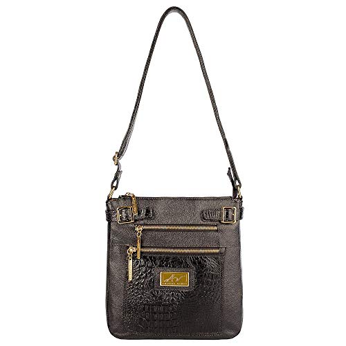 Bolsa Transversal de couro croco Chloe - Preto
