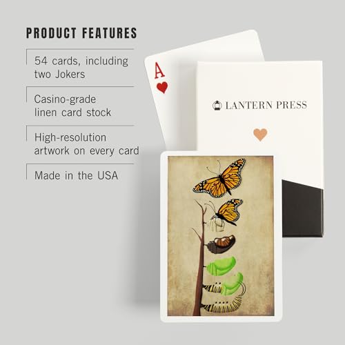 Baraja de 52 cartas tamaño póker ciclo mariposa monarca miniatura 3