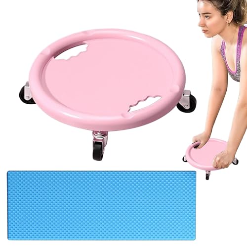 Rueda para ejercicios abdominales rotatorios de 360°, rodillo de ejercicio con alfombrilla para rodilla, entrenamiento de fuerza para hombres y mujeres, gimnasio en casa