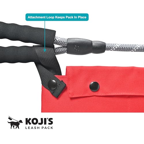 Image of Used Poop Bag Holder for Leash | Patented Poop Bag Pouch with Phone Pocket, Separate Clean & Dirty Compartments | Button Closure | Bag Attachment Fits Any Dog Leash, Hammock Style | Made in USA
