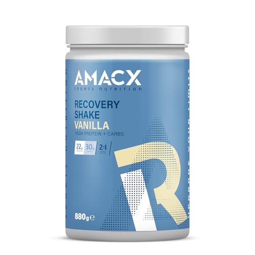 AMACX Recovery Proteine Poudre – 880g – Whey Protein Powder pour une Récupération Musculaire Optimale – Riches en Glucides et Protéines – Nutrition Sportive Protein Shake – Vanille