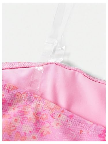 Image of Milumia Girl's Floral Ruched Tube Top Strapless Lettuce Trim Split Hem Bandeau Tops