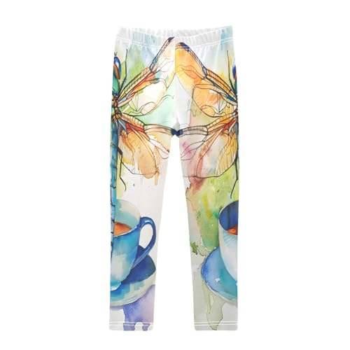 Bolaz Toddler Girls Leggings Printed Yoga Pants Leggings Dragonfly Coffee for Kids