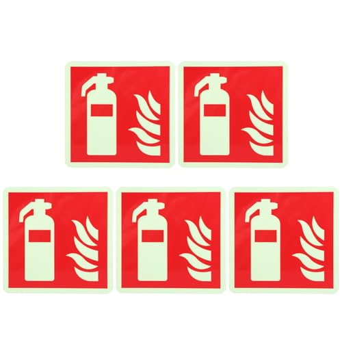 Fahoujs 5 pegatinas de extintor de incendios, luces de extintor, etiquetas oscuras para negocios, compras, centros comerciales, oficinas