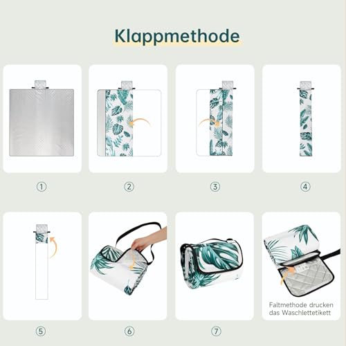 HAUSPROFI Picknickdecke 200x200, wasserdicht & isoliert - XXL Outdoor Decke für Picknick, Strand, Camping. Kompakt, leicht zu tragen, mit Baumwolle gepolstert, Inkl. Tragegriff & Heringe, Waschbar