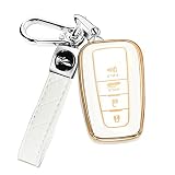 QBUC for Toyota Key Fob Cover with Keychain TPU Suitable for 2018-2022 Toyota Camry RAV4 Avalon C-HR