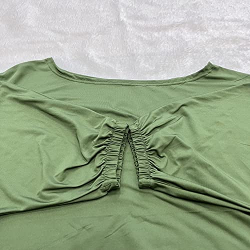 Wokanse Women Casual Solid 2 Piece Outfits Jumpsuits 3/4 Sleeve Irregular Top Bodycon Long Leg Pants Set Tracksuits Army Green M #TOP5
