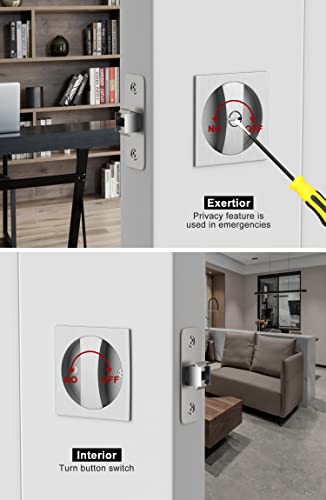 Image of goldenwarm Brushed Nickel Pocket Door Lock, Privacy Square Pocket Door Hardware Not-Adjustable 2-3 /8 inch Latch, Pocket Door Handles for Pocket Doors Sliding Doors 1 Pack