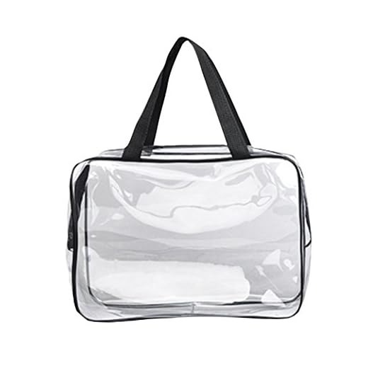 Gespout Neceser Maquillaje Cosméticos Bolsas Plásticos Organizador Almacenamiento Paquete Niña Mujer Playa Baño Lavado Bolso de Mano Viaje Impermeable 1pcs Negro 30*10*22cm