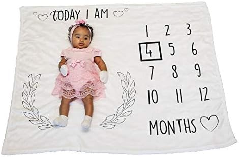 Baby Monthly Milestone Blanket | Organic Fleece Soft | Gentle for Newborn Baby boy or Girl | 1 to 12 Months milestones | Perfect Photography Backdrop Memories