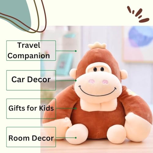 Image of A Little Swag Cute Set of 3 Gorilla Stuffed Toys - 25 cm Animal Figure Plush Teddy Bear for Boys, Girls, Kids, Birthday Gift, Car Hanging, Home Decor
