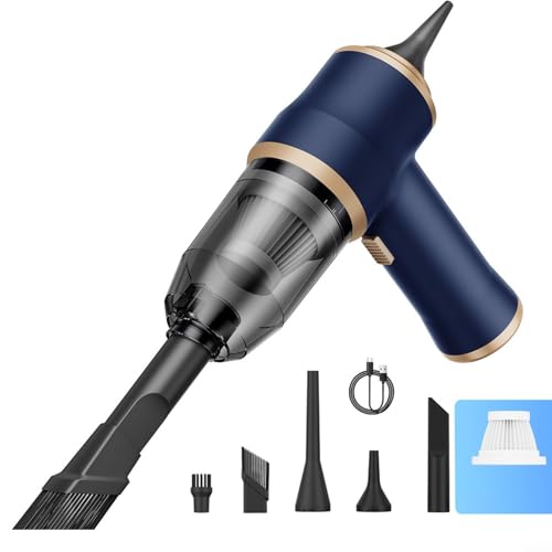 Nexbrill Aspiradora de coche de 15000 Pa de alta potencia inalámbrica de mano con 5 accesorios para limpieza profunda en casa, oficina, diseño compacto y ligero, 197 x 175 x 75 mm (azul)