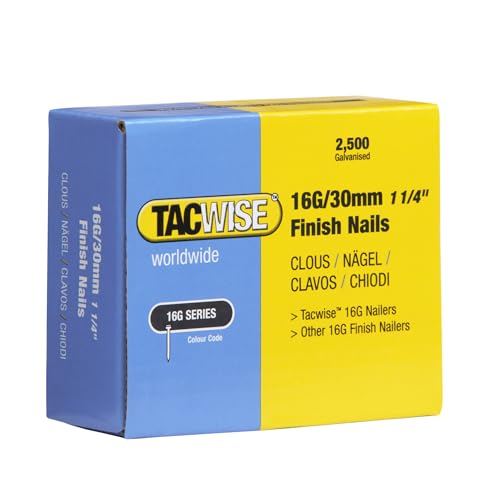 Tacwise 0293 Clous de Finition Galvanisés de Type 16G / 30 mm, Lot de 2500