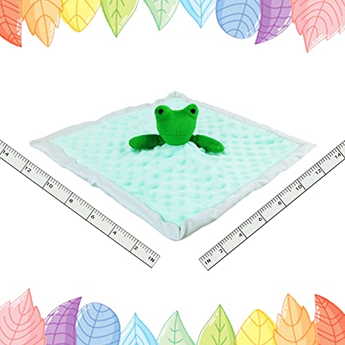 Image of Baby Green Frog Soft Stuffed Animal Security Blanket, Plush Frog Character Lovey Blanket, Baby Shower /Nursery Gift, Newborn Infant Toddler Snuggle Blankie for Boys Girls, 13 Inches