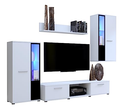 BROMARKT Cube XL Wohnwand Wohnzimmer 4-teilig - Wohnzimmer Schrank –...