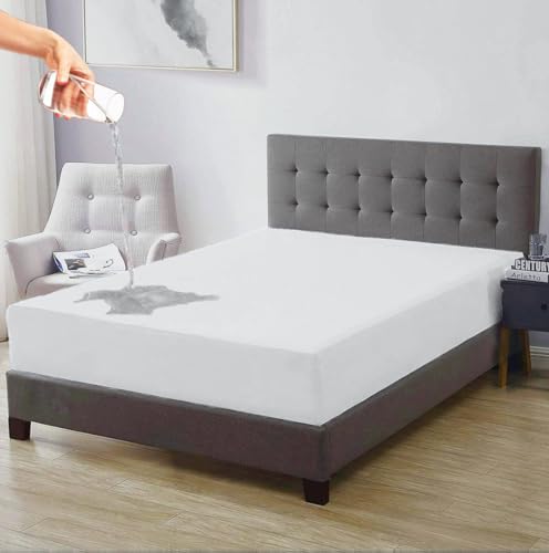 Image of Trance Home Linen Premium 220 GSM+ 78 X 36 (Single Customized) Cotton Waterproof Mattress Protector | Non-Toxic Bed Protector | Mattresses Cover (White, Single Sizes Customization)