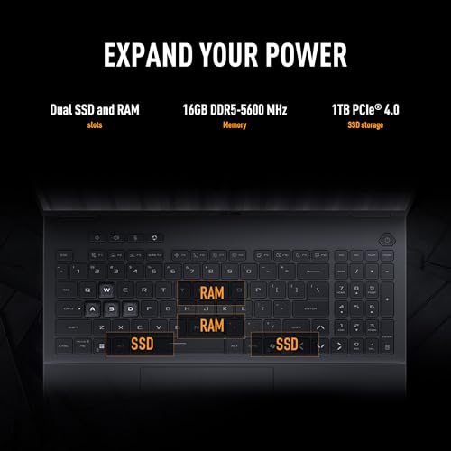 Computer portatile da gioco TUF Gaming F16 (2025), display FHD+ 165Hz IPS 16:10, processore Intel Core i7 14650HX, NVIDIA GeForce RTX 5050, 16GB DDR5, SSD PCIe Gen4 da 1TB, Wi-Fi 6E, Windows 111 - Notebook - Immagine 8