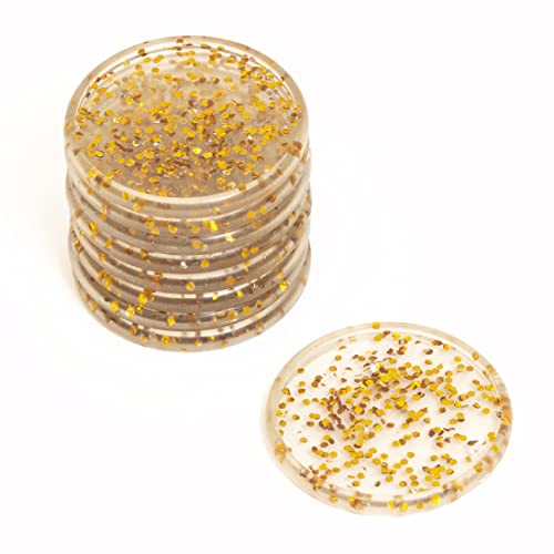 Craftelier - Plastic Glitter Disk Rings L for Scrapbooking Binding for Planners, Agendas, Notebooks or Albums | Pack of 9 pcs. 45 mm Diameter - Gold Colour