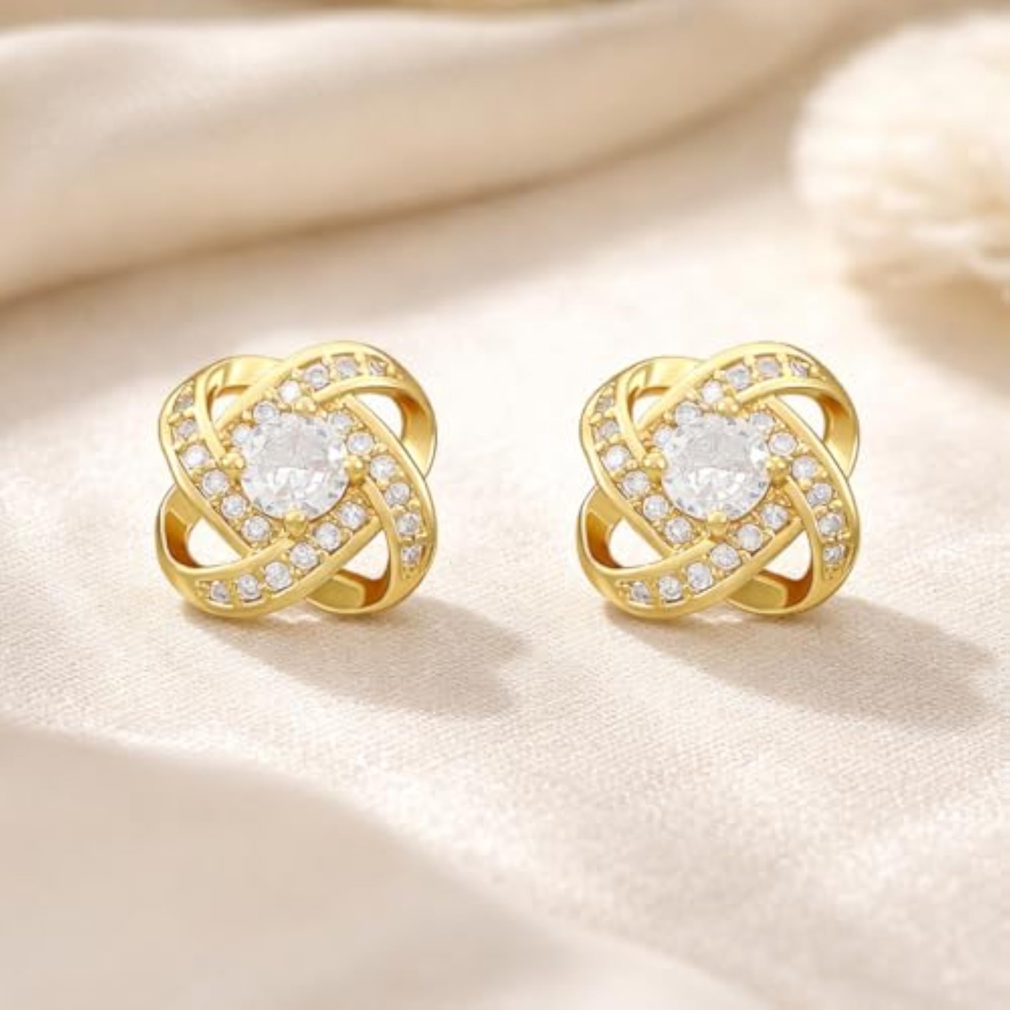 AD American Diamond Stud Earrings, Stylish for Women