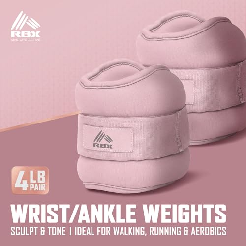 Image of RBX Wrist & Ankle Weights Set, Adjustable Comfort Fit for Training & Toning