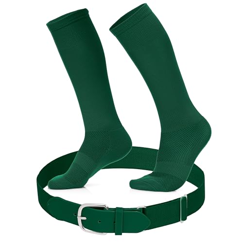 Youth Baseball Socks and Belt Set – Baseball or Softball Socks and Adjustable Belt