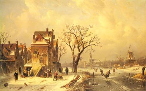 Cuadro de lienzo de paisaje invernal para decorar tu salon rustico 60x90cm