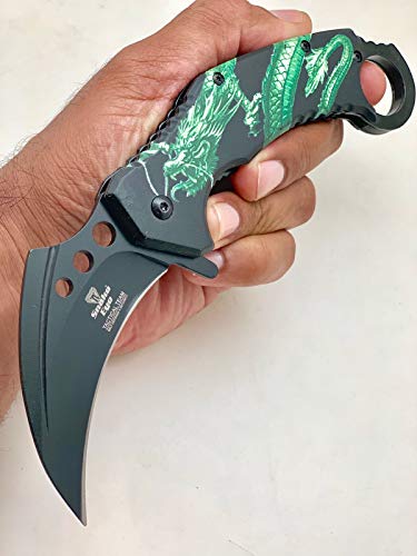 Snake Eye Tactical Every Day Carry Karambit Designed Folding Knife | Outdoor Survival Pocket Knife | Small one-Hand Knife Made of Stainless Steel Blade. (BGN) - Snake Eye Tactical