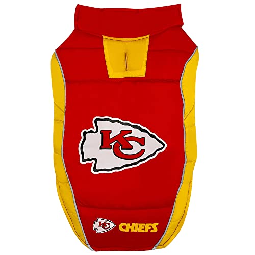 Nfl Kansas City Chiefs Puffer Vest For Dogs & Cats, Size Medium. Warm, Cozy, And Waterproof Dog Coat, For Small And Large Dogs/Cats. Best Nfl Licensed Pet Warming Sports Jacket #TOP4