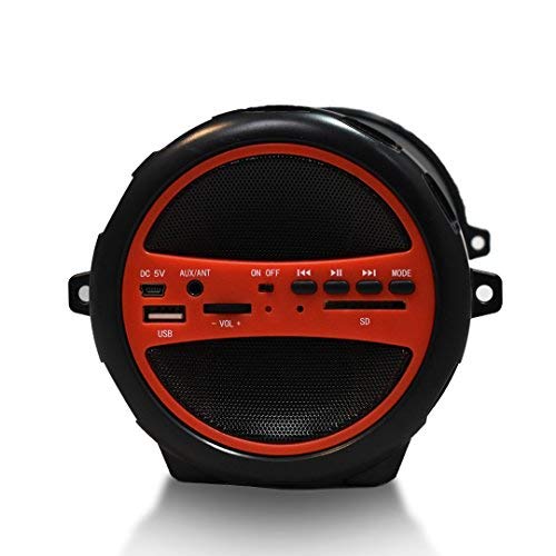 Axess Spbt1031 Portable Bluetooth Indoor/Outdoor 2.1 Hi-Fi Cylinder Loud Speaker With Built-In 3" Sub And Sd Card, Usb, Aux Inputs In Red #TOP1