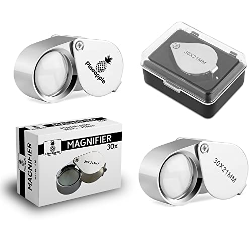 Pineapple [2 Pack] 30X Jewelers Loupe Pocket Magnifying Glass Jewelry Loop Small Foldable Magnifier Eye Lens For Coins thumb #8
