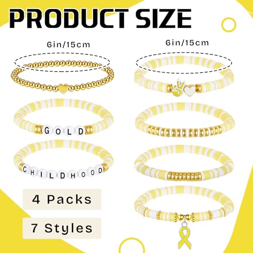 28 Pcs Cancer Awareness Items Bracelet Bulk Including 7 Styles - Stackable Clay Beaded Wristbands for Women Men2