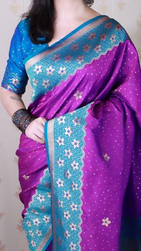 Image of SGF11 Women's Kanjivaram Pure Handloom Soft Silk Saree With Blouse Piece