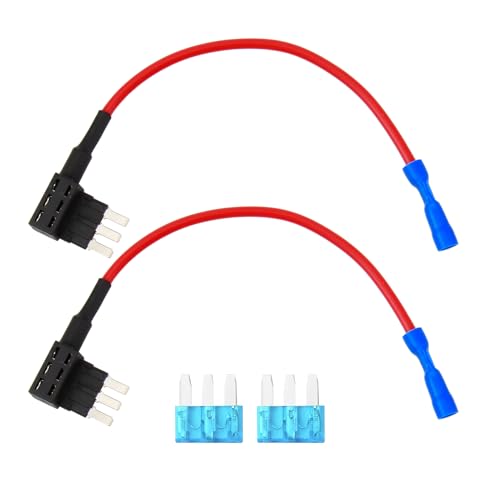 Jawfait Micro 3 Fuse Tap, Add a Circuit Adapters, Expandable Blade Style 12V Fuse Holders for Underglow Lights, Interior LEDs & Car Accessories (2 Pack (15A))
